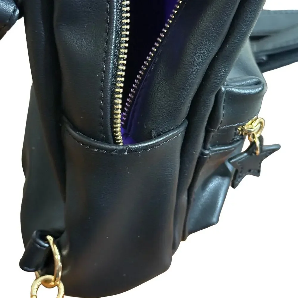Anna Sui Black Star‎ Stud Mini Backpack Goth Y2K Compact Zip Bag Chic Women